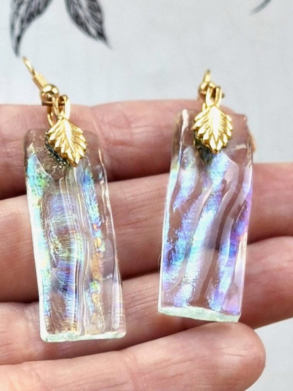 Iridescent Dichroic Glass Earrings